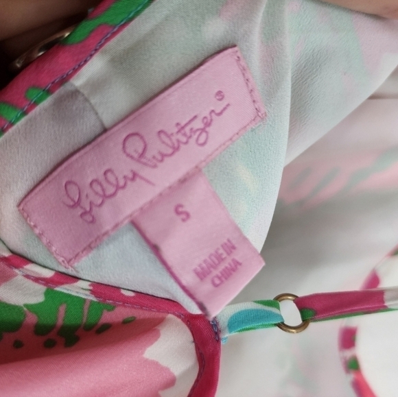 Lilly Pulitzer Pink White green Blue Floral Silk Maisy Mini Dress Luau Event Coc - Picture 8 of 10
